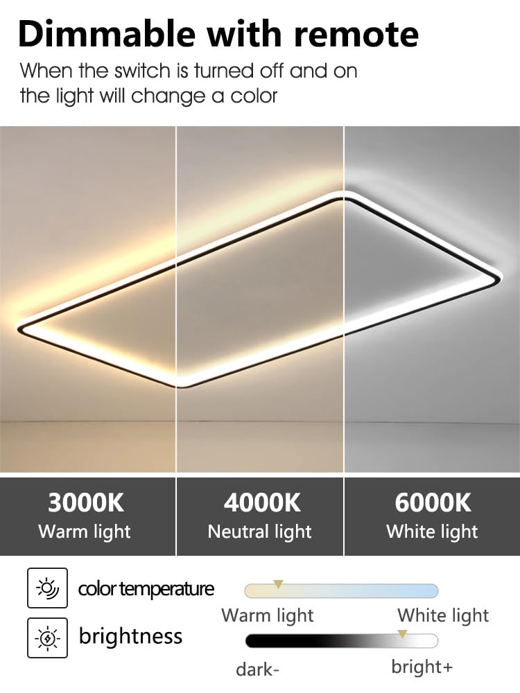 Ultra-Thin Nordic Chaner LED Ceiling Lights - Smart Rectangular Living Room & Bedroom Lamps for Atmosphere Enhancement (Square 40cm W400cm Cool White)