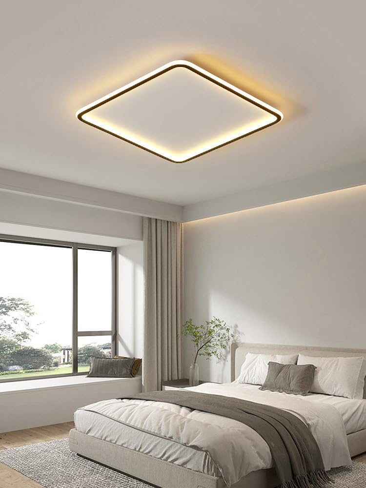 Ultra-Thin Nordic Chaner LED Ceiling Lights - Smart Rectangular Living Room & Bedroom Lamps for Atmosphere Enhancement (Square 40cm W400cm Cool White)