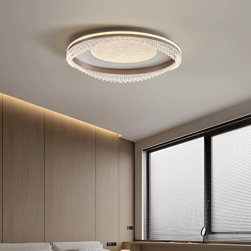 Acrylic Carmine Red Round Ceiling Light Italian Style Living Room Lighting LED Three Color Dimmable for Bedroom Study Dining Villa Tea Lamps