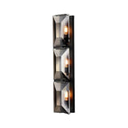 Modern Luxury Rectangular Crystal Dining Room Pendant Light Linear Chandelier with Multi-Faceted Crystal Blocks