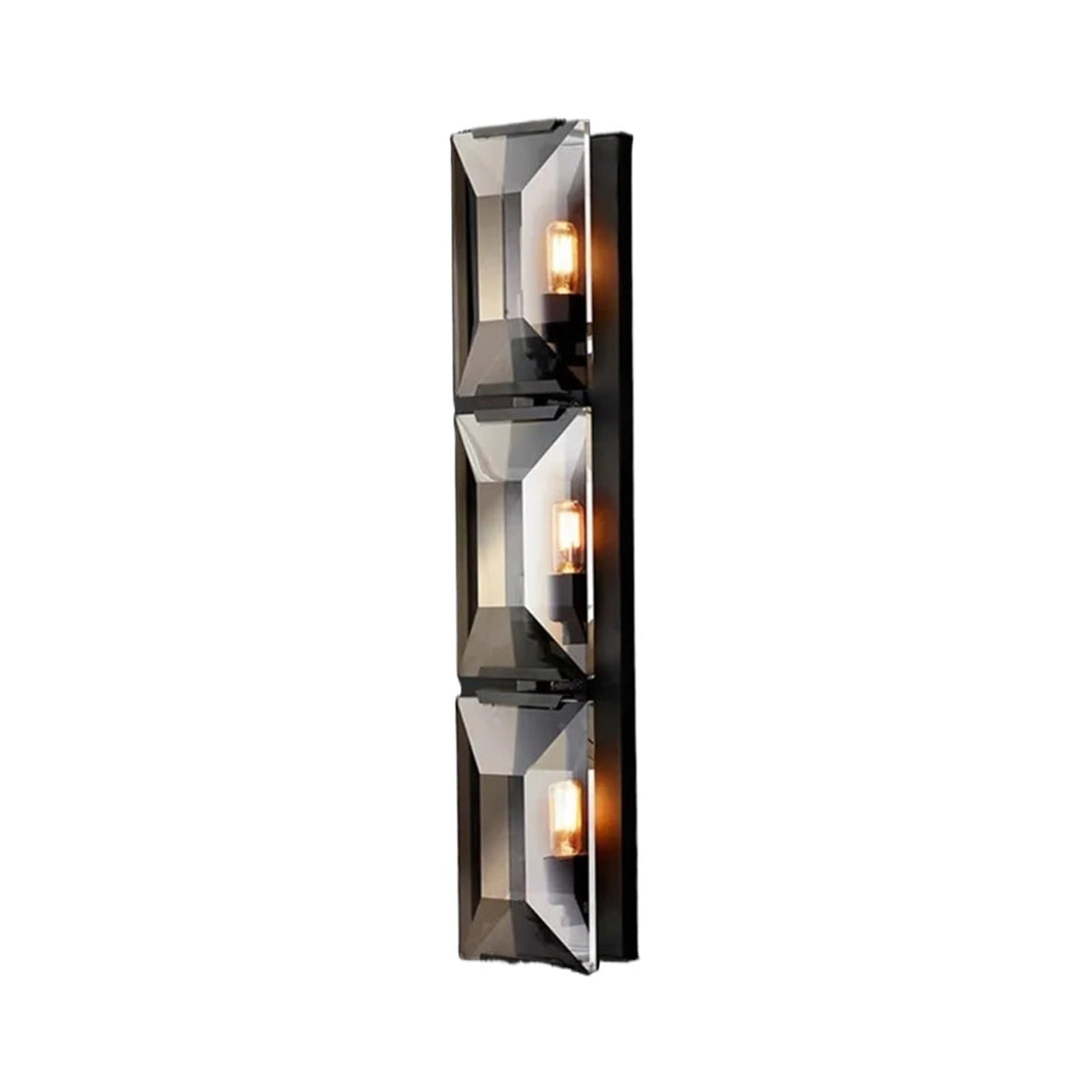 Modern Luxury Rectangular Crystal Dining Room Pendant Light Linear Chandelier with Multi-Faceted Crystal Blocks