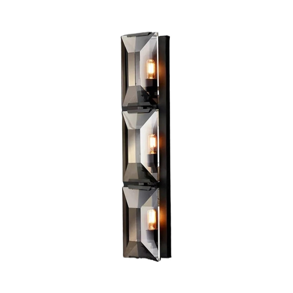 Modern Luxury Rectangular Crystal Dining Room Pendant Light Linear Chandelier with Multi-Faceted Crystal Blocks