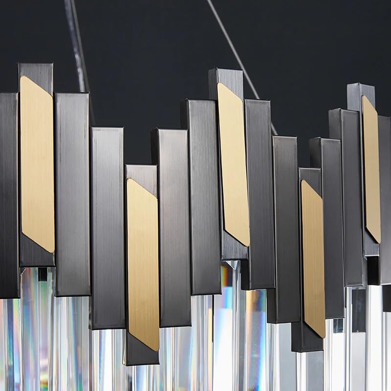 Modern Luxury LED Crystal Chandelier Remote Control Living Room Bedroom Kitchen Nordic Lighting Gloss(L90CM W35CM)