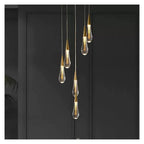 Teardrop Glass Pendant Light Raindrop with Brass Tone Top,Classic