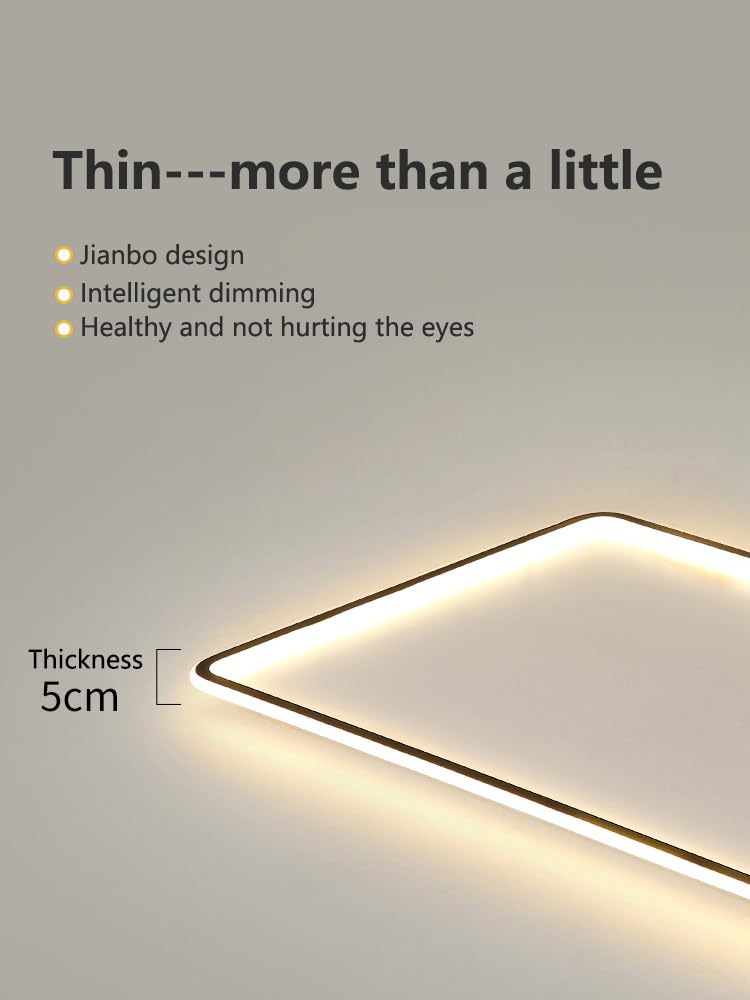 Ultra-Thin Nordic Chaner LED Ceiling Lights - Smart Rectangular Living Room & Bedroom Lamps for Atmosphere Enhancement (Square 40cm W400cm Cool White)