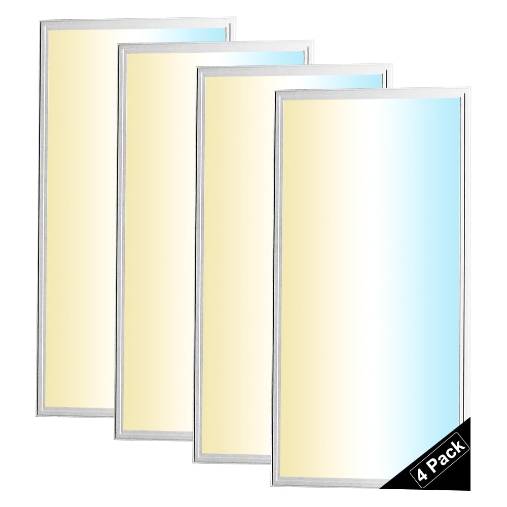 2x4 FT LED Flat Panel Light with Emergency Battery Backup, 4PK