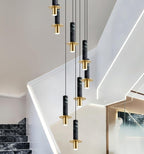 Modern Marble Chandelier Duplex Villa Stair Long Hanging Lamp Luxury Design Living Room Suspension Pendant Lights(21 Heads,Warm White)