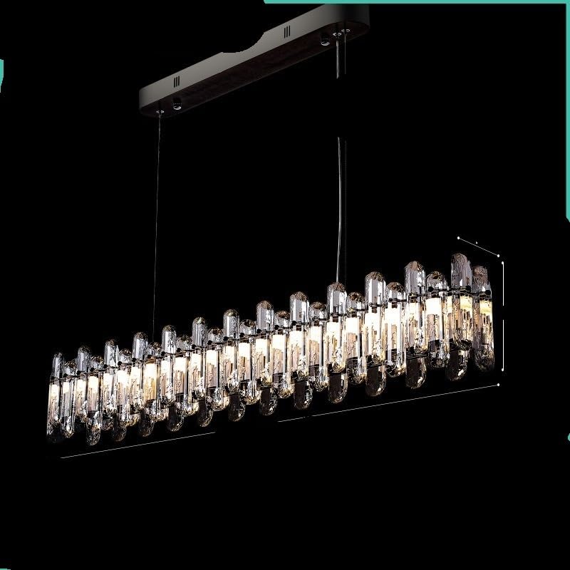 Modern Chandelier, LED Crystal Chandelier with smart Remote Control,Adjustable Dimmable Modern Pendant Lamp for Dining Living Room Bedroom(Long 150cm,Neutral Light)