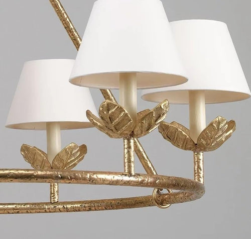 Chandelier, Luxury Copper Material Customized Fabric Gold Pendant Lamp 1.2m High-end Living Room Lobby Lighting Simple(Gold L120 W55cm-A6,Cold White)