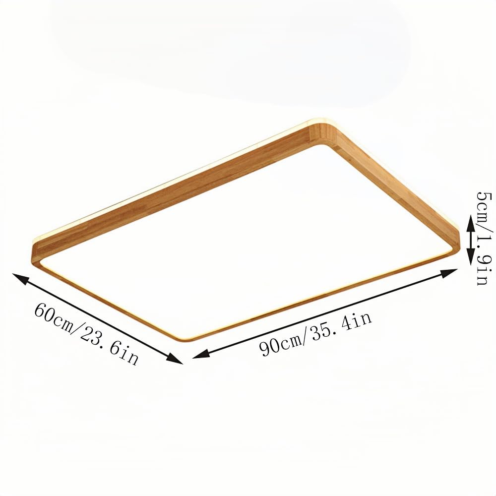 Ultra-thin Living Room Ceiling Lamp, Chinese Solid Wood Close To Ceiling Light Fixtures, Smart Bedroom Dimmable Flat Ceiling Lighting(3000-6000K), Side Emitting Design Ceiling Lights For Stu