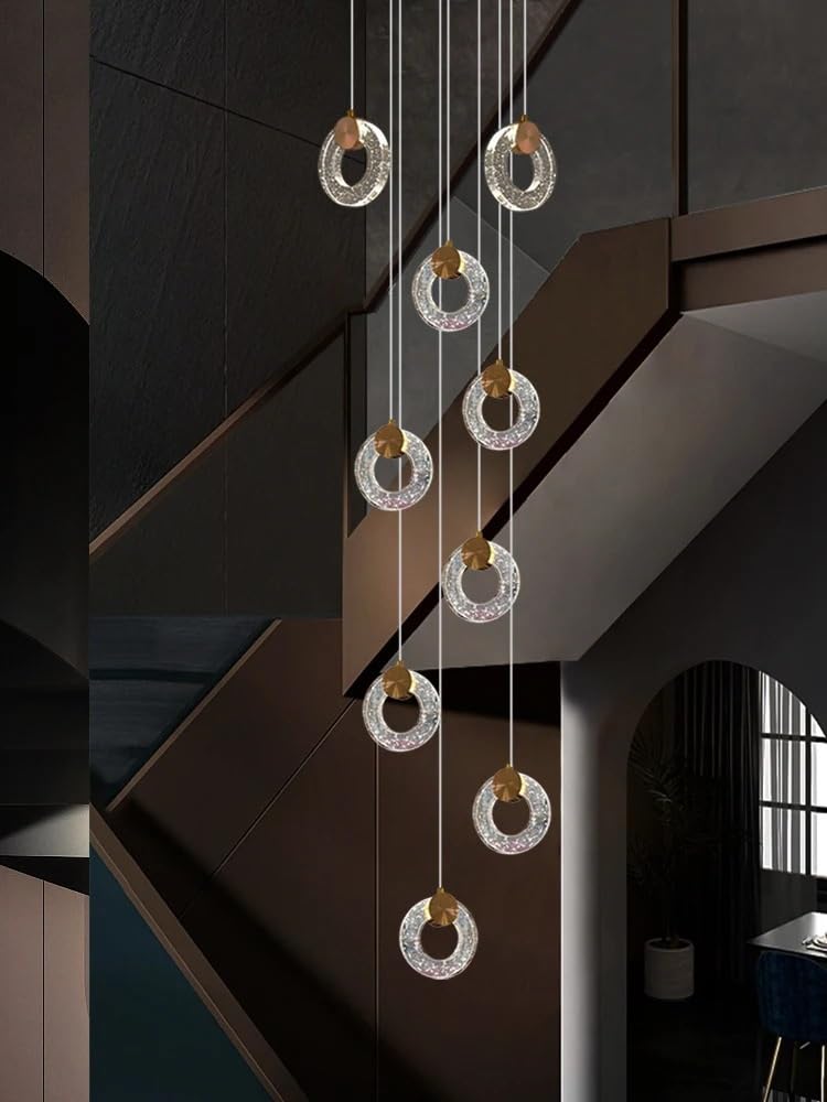 Pendant Lights, Luxury Round Loft Chandelier Design for Crystal Pendant Lamp for Living Room Indoor Lighting Fixtures Villa Staircase(28 Heads,White Light)