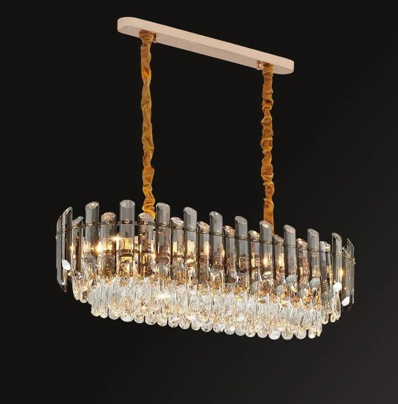 Pendant Lights, Nordic LED Crystal Ceiling Chandeliers Gold Luxury Lighting Dining Living Room Bedroom Island Light Indoor Hanging Lamp(60cm Ceiling)