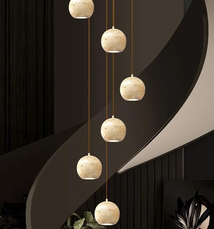Chandelier, LED Nordic Staircase Chandelier Modern Stairs Hanging Lamp Living Room Villa Loft Pendant Lighting(18 Heads,Warm White)
