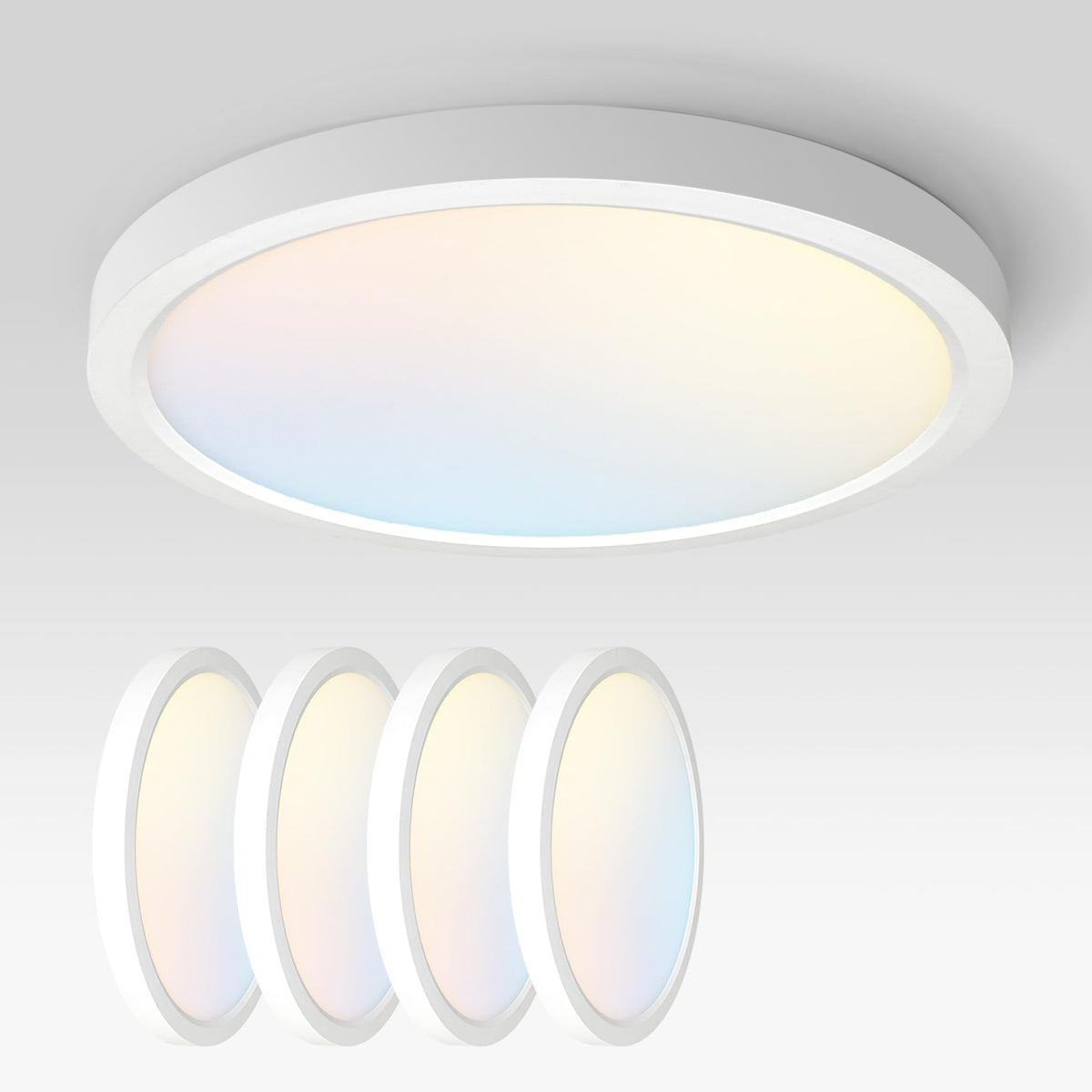 ASD 18" Round LED Flush Mount Ceiling Light 4-Pack | 5CCT, 277V | White
