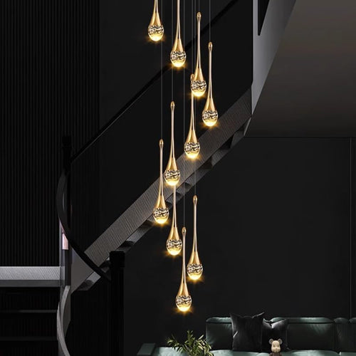 Chandelier, Modern Home Decoration Crystal Chandelier Stair Pendant Lamp Living Room Lights Interior Lighting(60 Heads,Dimming)