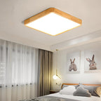 Ultra-thin Solid Wood Ceiling Lamp, LED Smart Master Bedroom Ceiling Lights, 3000-6000K Dimmable Lighting Fixture, Modern Nordic Living Room Balcony Close To Ceiling Light, For Office, Hallw