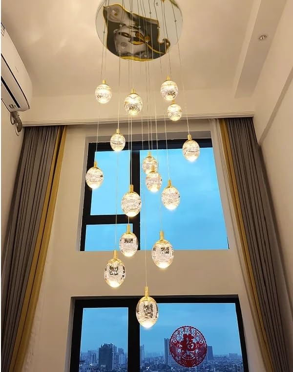 Chandelier, Hardware Chandelier Modern Luxury Hotel Home Crystal Straight Shape Pendant Light(25lights D600 H5000)
