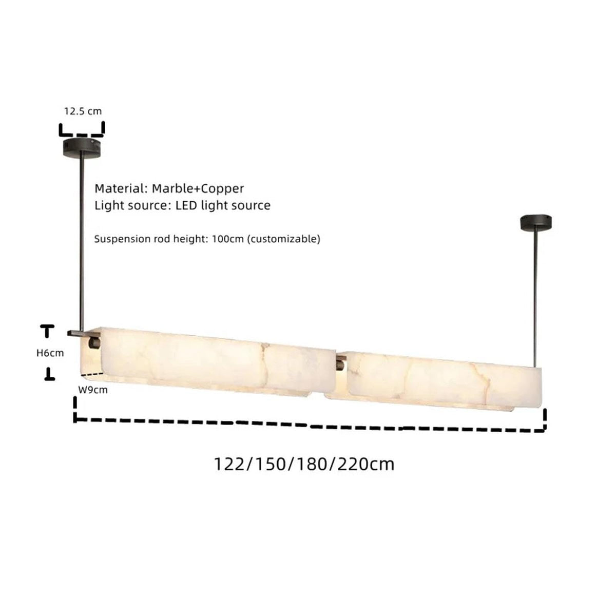 Spanish Marble Ceiling Pendant Light Long Alabaster Chandelier ,Space