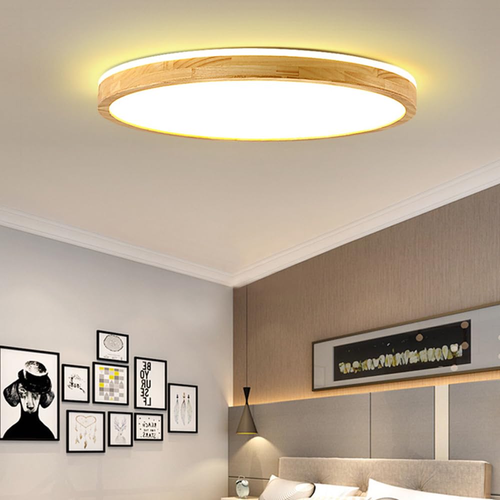 Wooden Ceiling Lamp, Chinese Restaurant Flat Ceiling Lighting, Smart Living Room Bedroom Ceiling Lamps Fixture, LED 3000-6000K Dimmable Energy Saving Ceiling Lights, for Living Room, Office