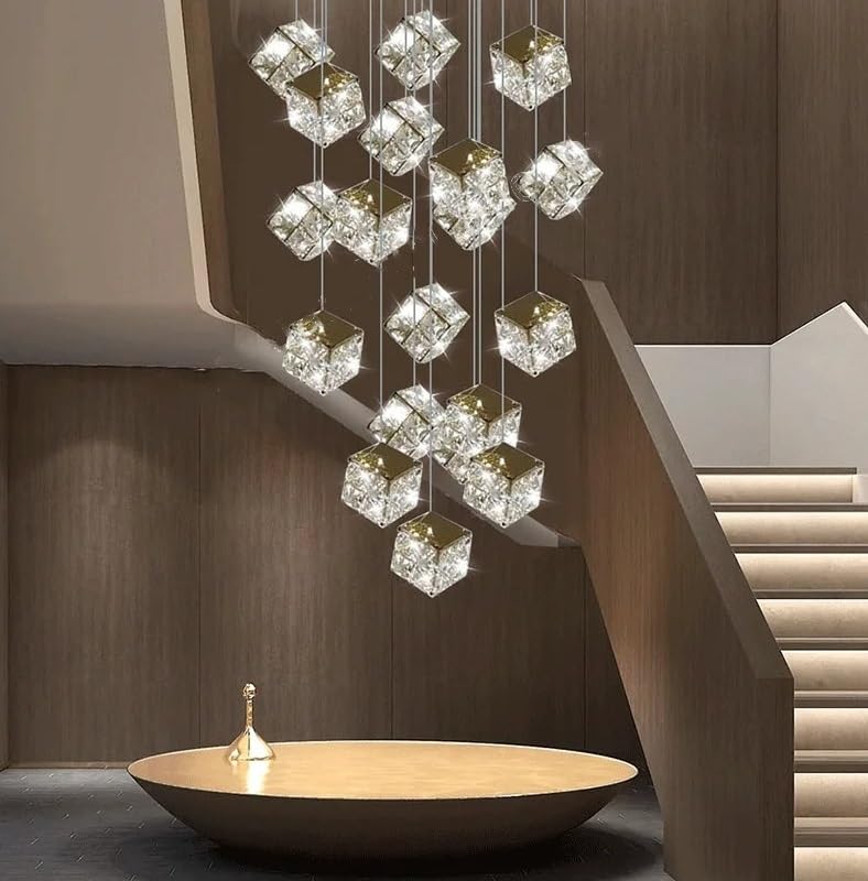 Chandelier Light, LED Crystal Chandelier Nordic Home Decoration Lustre Ceiling Pendant Lamp Luxury Staircase Living Room Villa Lighting(40 Head,Neutral Light)