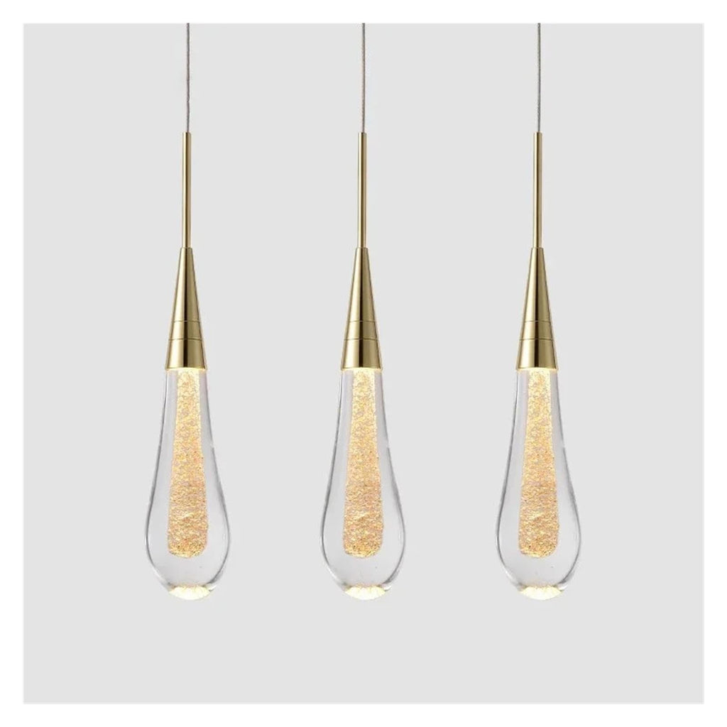 Teardrop Glass Pendant Light Raindrop with Brass Tone Top,Classic