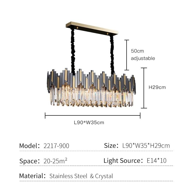 Modern Luxury LED Crystal Chandelier Remote Control Living Room Bedroom Kitchen Nordic Lighting Gloss(L90CM W35CM)