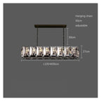 Modern Luxury Rectangular Crystal Dining Room Pendant Light Linear Chandelier with Multi-Faceted Crystal Blocks