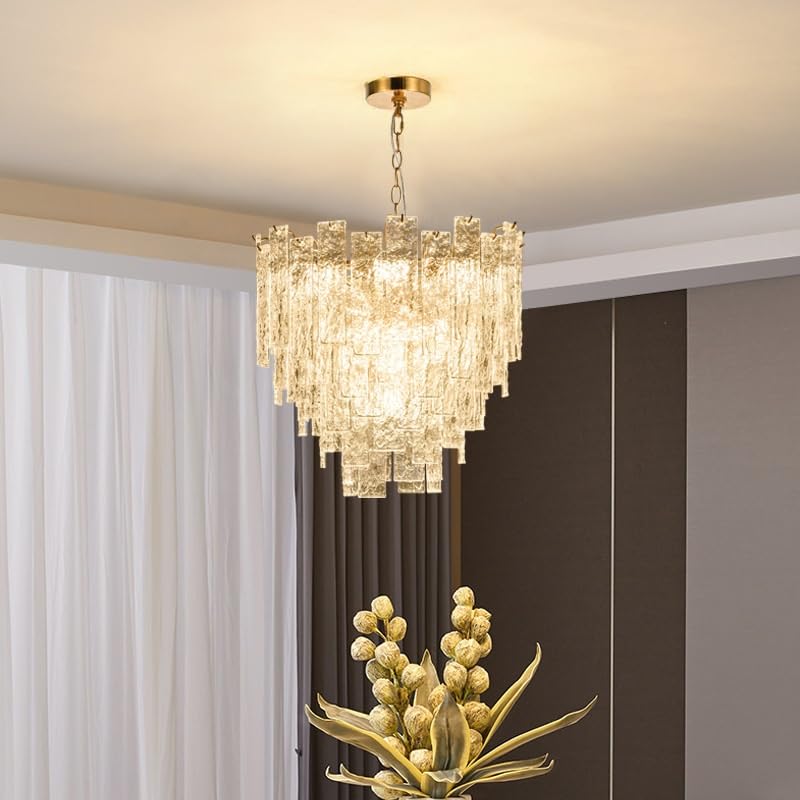 Pendant Lights, Crystal Chandelier Candles Gold Ceiling Lamp Living Room Decoration for Bedroom Lights Modern(D72cm,White Light)