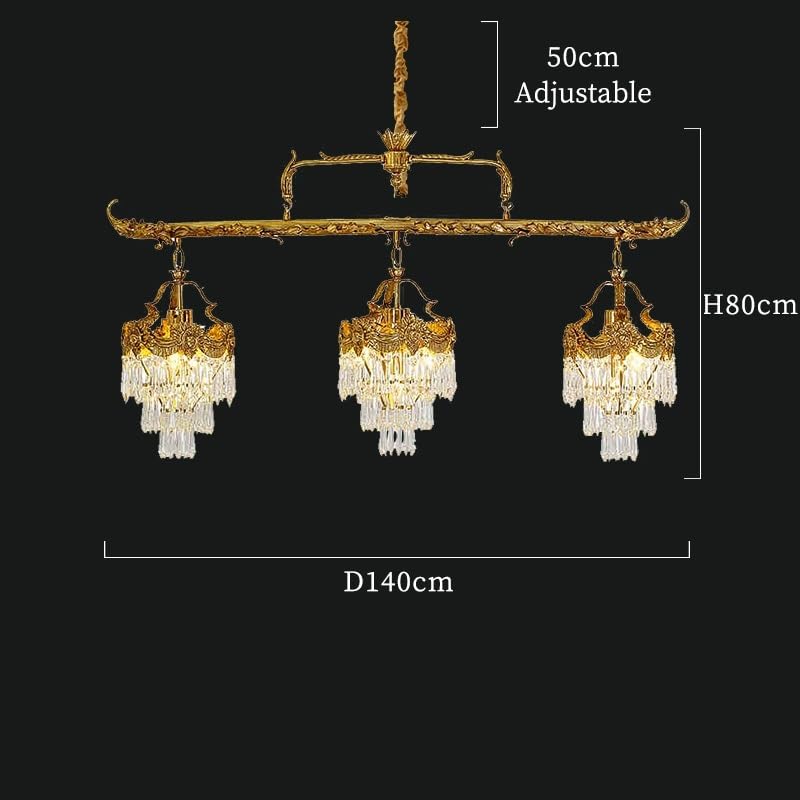 Chandelier, European Luxury Brass Restaurant Chandelier French Classical Retro Bedroom Foyer Crystal Pendant Light(9 Lights D140 H80cm,3-Color Light)