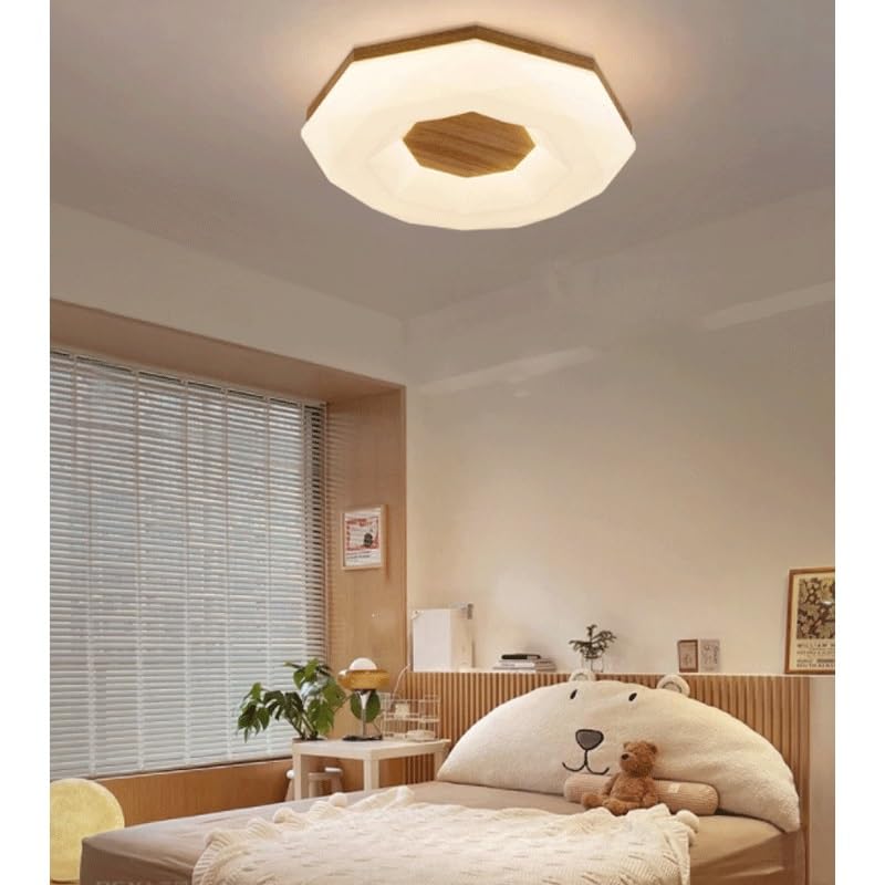 Acrylic Round Walnut Color Ceiling Lamps Flush Mount Lighting LED Light Source Three Dimmable for Living Room Dining Bedroom Study(55 * 8cm)