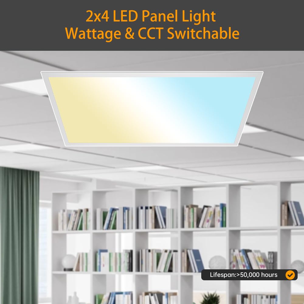 2x4 FT LED Flat Panel Light with Emergency Battery Backup, 4PK