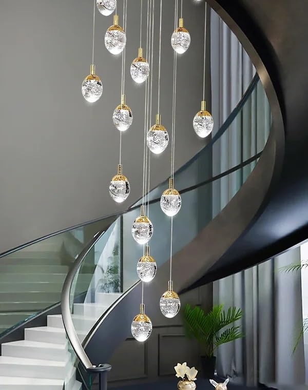 Chandelier, Hardware Chandelier Modern Luxury Hotel Home Crystal Straight Shape Pendant Light(25lights D600 H5000)