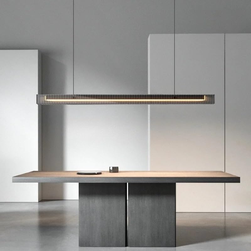 Nordic Luxury Dining Table Pendant Light Kitchen Island Golden Modern Long Glass Decoration Black Linear(Gold 140cm,Dimmable)