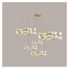 Round Ginkgo Leaf Chandelier Ring Long Gold Hanging For Hotel
