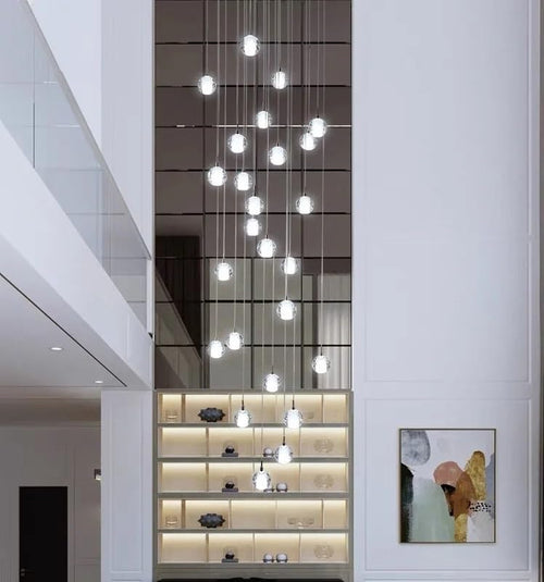 Chandelier Light, Modern Spiral Staircase Chandelier Glossy LED Light Crystal Ball Indoor Ceiling Lighting Bedroom Restaurant Lamp(56 Head,Dimming)