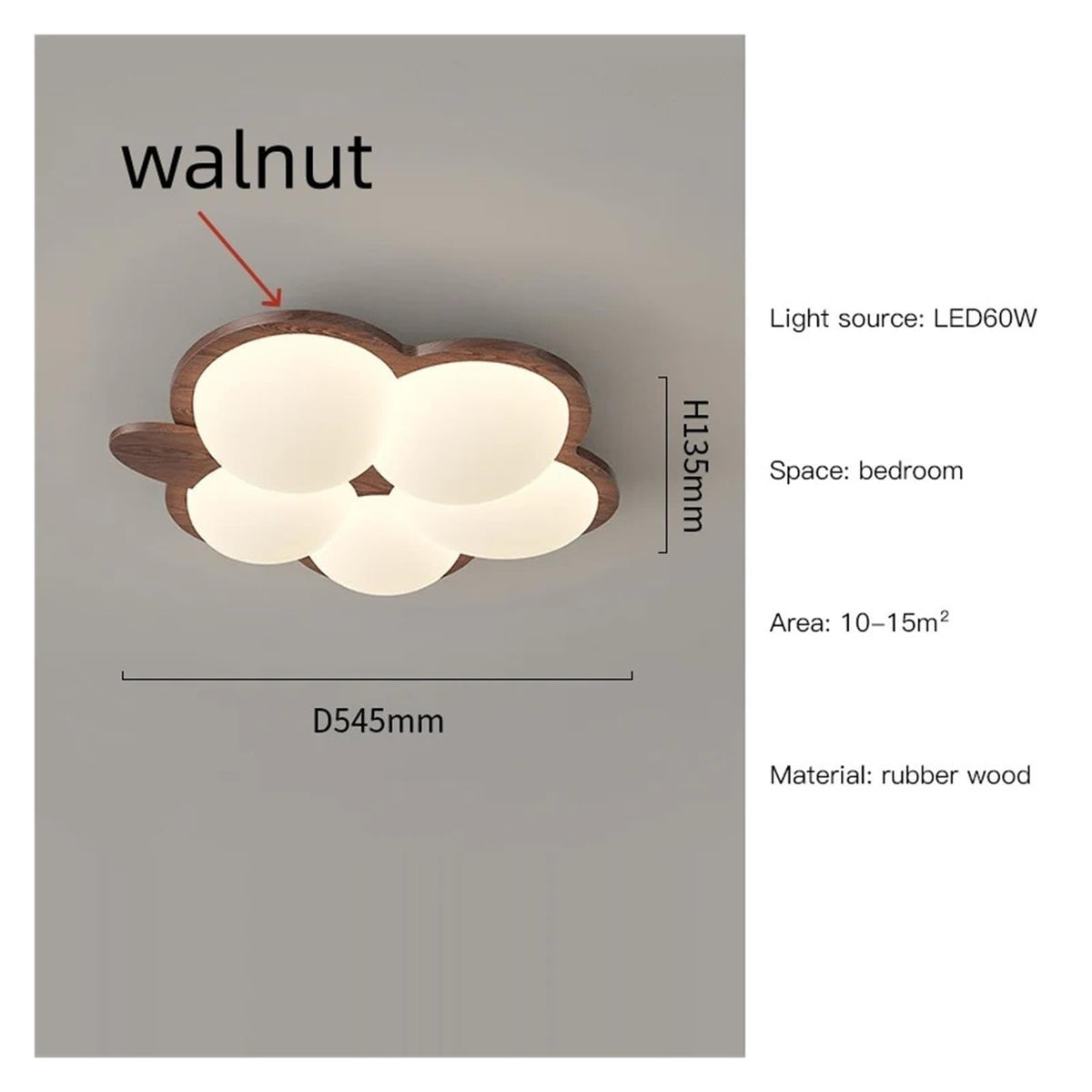 Wooden Color Cream Ceiling Lamp Bedroom LED Chandelier Lighting Stylish