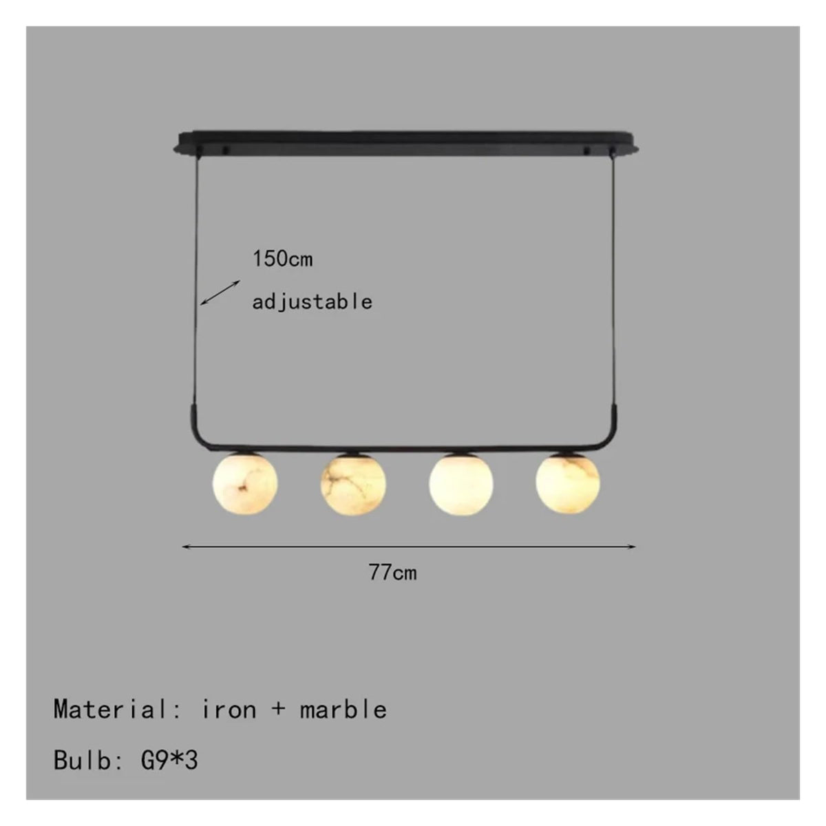Modern Chandelier with Marble and Brass Hardware Adjustable Height Dimmable for Hotel Villa Staircase Stylish