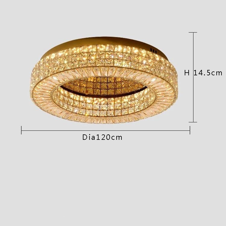 Chandelier, Large Living Room Crystal Gold Ceiling Lamp Led Two Tier Roof Light Fixture Apartment Round Home Decoration Lamparas Lustre(Dia120cm,Dimmable)