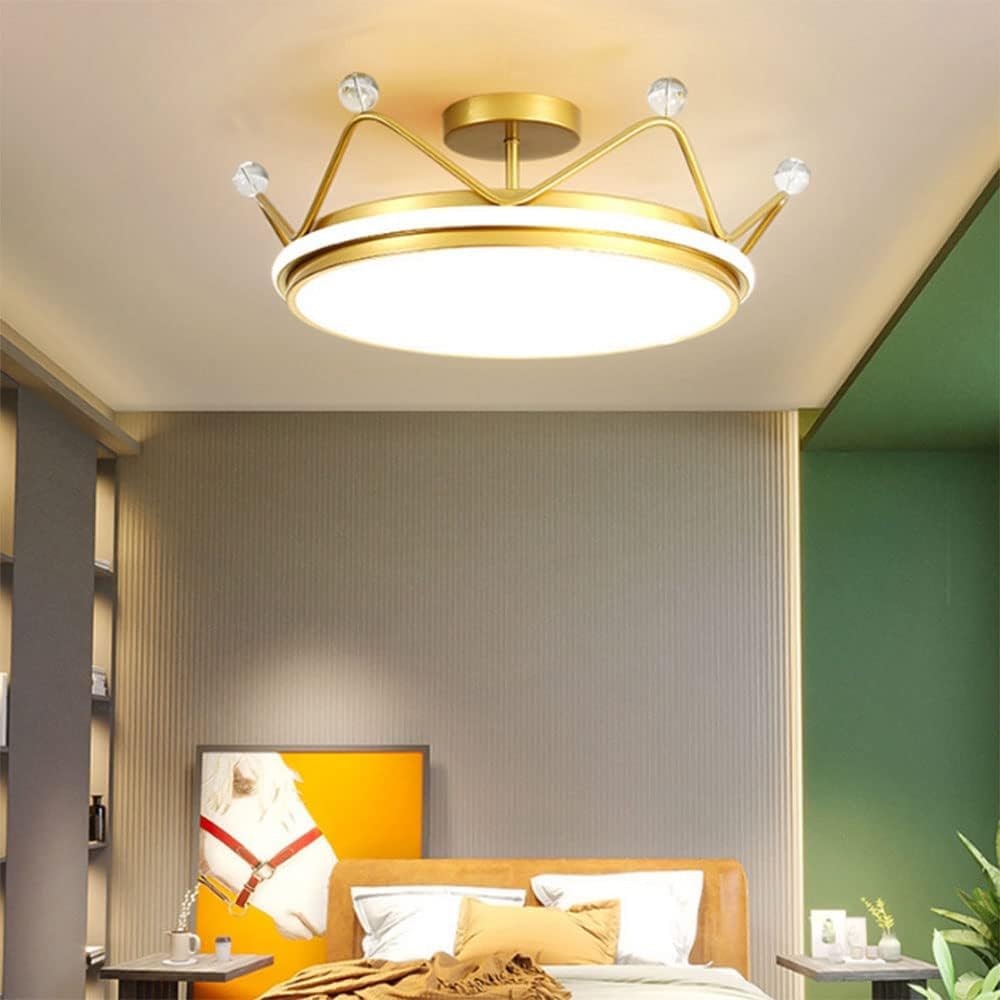 Modern Ceiling Lamp LED Ceiling Light Compatible with Room Gold Crown Chandelier Bedroom Smart Lamp Fixture Ceiling Lights
