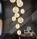 Attic Lobby Lighting Luxury Living Room Staircase Marble Pendant Lamp Home Decor Ceiling Chandelier Nordic LED(21 Light,Dimming)