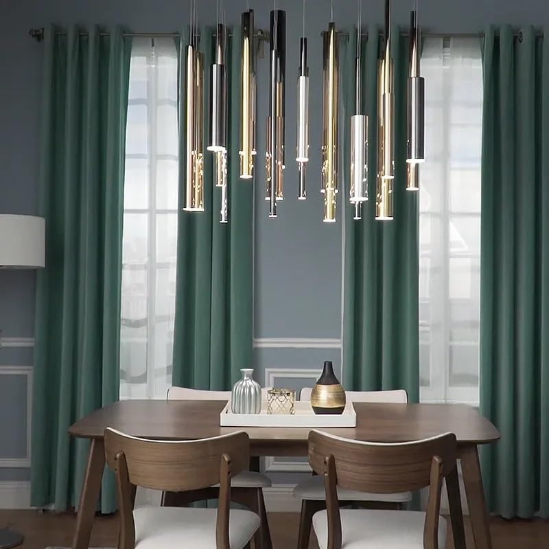 Postmodern Light Luxury Restaurant Art Chandelier Nordic Simple Creative Cylindrical Metal Long Barrel Wind Chime Lighting(Cold White,L120cm-39 Heads)