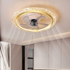 White/Black/Gold Copper Motor Light Fan Integrated Flush Mount Ceiling Lighting Fixture Led Ceiling Fan 3 Coltemperature Smart Remote Control Modern Ceiling Lamp for Living Room Bedroom/K/23