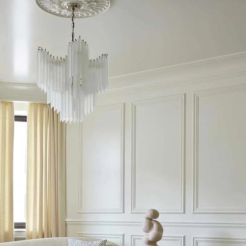 Chandelier, V-intage Glass Pendant Lighting LED Home Decor Taper Ceiling Lamps Indoor Classical Luxury Hanging Chandeliers for Living Room(Tricolor Light,D85cm X H66cm)