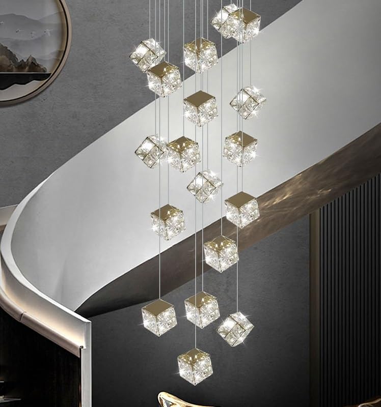 Chandelier Light, LED Crystal Chandelier Nordic Home Decoration Lustre Ceiling Pendant Lamp Luxury Staircase Living Room Villa Lighting(40 Head,Neutral Light)