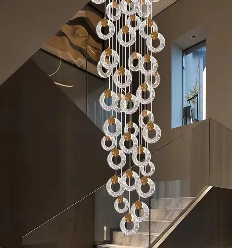 Chandelier Light, Luxury Round Loft Chandelier Design for Crystal Pendant Lamp for Living Room Indoor Lighting Fixtures Villa Staircase(40 Heads,White Light)