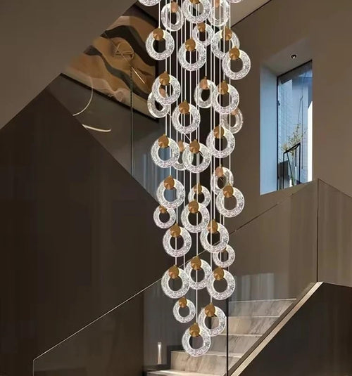 Chandelier Light, Luxury Round Loft Chandelier Design for Crystal Pendant Lamp for Living Room Indoor Lighting Fixtures Villa Staircase(40 Heads,White Light)