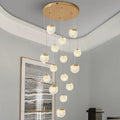 Chandelier, Spiral Staircase Long Chandelier Led Light Luxury Attic Living Room Kitchen Home Decoration Bedroom Ceiling(48 Heads,Tricolor Light)