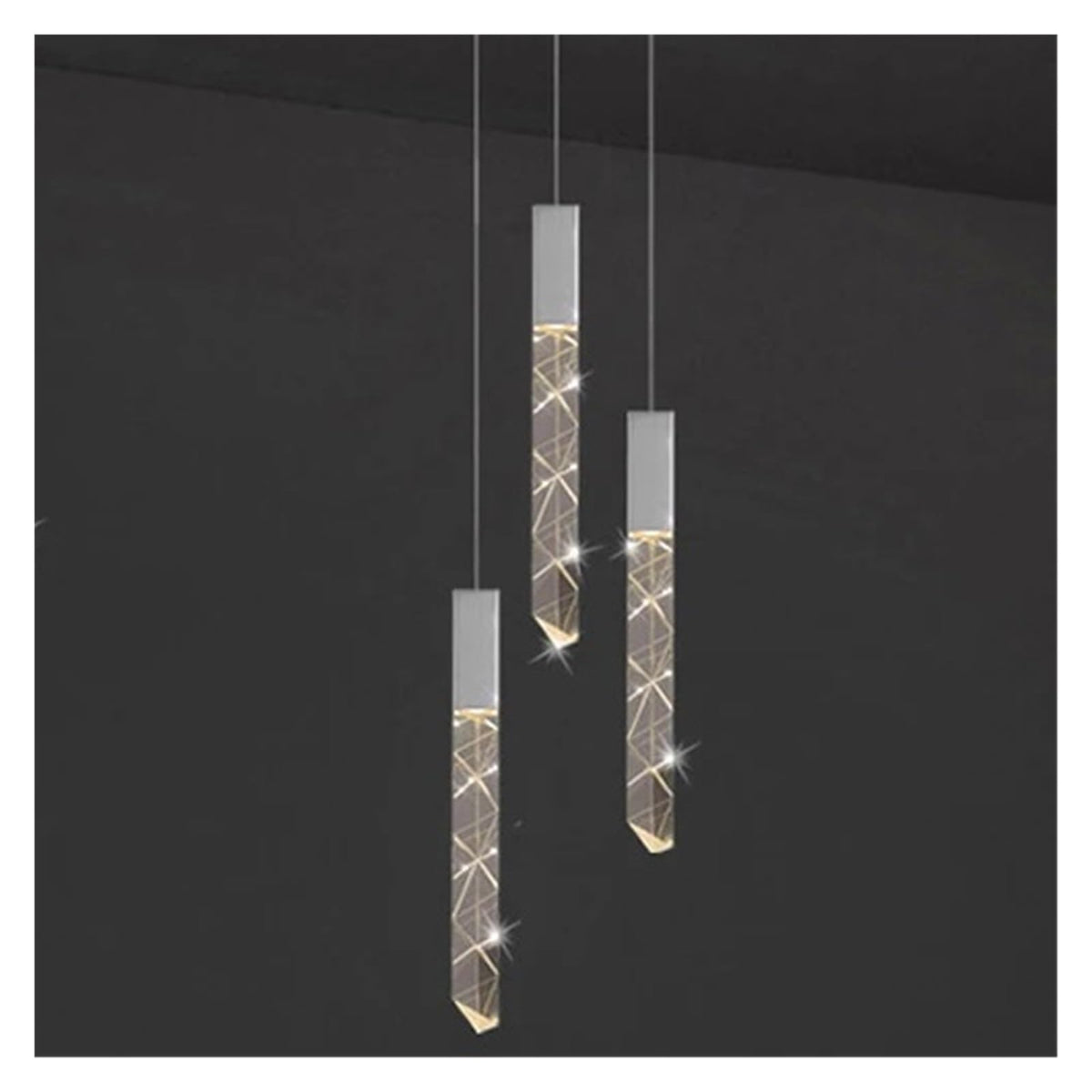 Modern Luxury Linear Crystal Pendant Light Multi-Drop Faceted Crystal Chandelier,Household