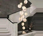 Attic Lobby Lighting Luxury Living Room Staircase Marble Pendant Lamp Home Decor Ceiling Chandelier Nordic LED(21 Light,Dimming)
