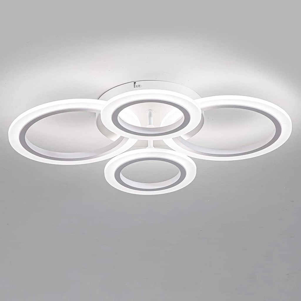 1pc 8 Rings Large Modern LED Ceiling Light with Remote Control with 3pc Small White 4 Rings Ceiling Light Fixture, 3000-6000K Color Temperature Adjustable and Brightness Dimmable